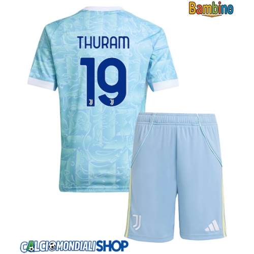 Maglie da calcio Juventus Khephren Thuram #19 Seconda Maglia Bambino 2025-26 Manica Corta + Pantaloni corti)